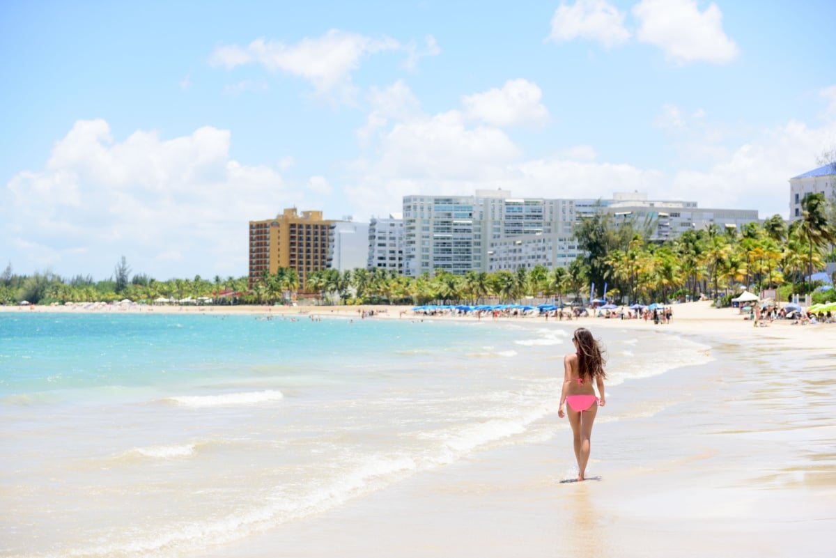 Tourist on beach in Puerto Rico